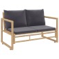 2-tlg. Garten-Lounge-Set mit Dunkelgrauen Kissen Bambus 2-tlg. Garten-Lounge-Set mit Dunkelgrauen Kissen Bambus
