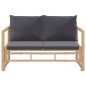 2-tlg. Garten-Lounge-Set mit Dunkelgrauen Kissen Bambus 2-tlg. Garten-Lounge-Set mit Dunkelgrauen Kissen Bambus