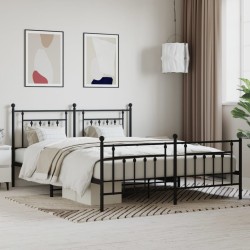 vidaXL Bettgestell mit Kopf- und Fußteil Metall Schwarz 180x200 cm
