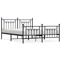 vidaXL Bettgestell mit Kopf- und Fußteil Metall Schwarz 180x200 cm