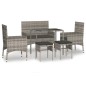 vidaXL 6-tlg. Garten-Lounge-Set mit Kissen Grau Poly Rattan vidaXL 6-tlg. Garten-Lounge-Set mit Kissen Grau Poly Rattan