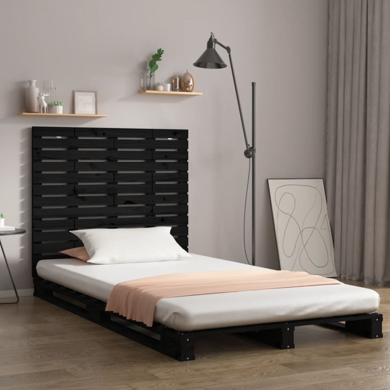 vidaXL Wand-Kopfteil Schwarz 126x3x91,5 cm Massivholz Kiefer
