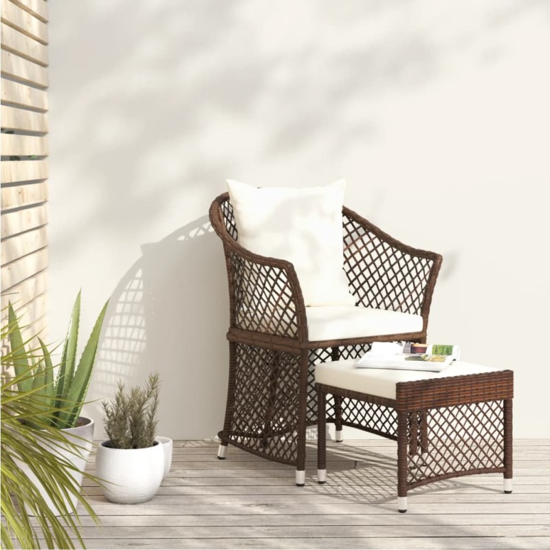 vidaXL 2-tlg. Garten-Lounge-Set mit Kissen Braun Poly Rattan vidaXL 2-tlg. Garten-Lounge-Set mit Kissen Braun Poly Rattan