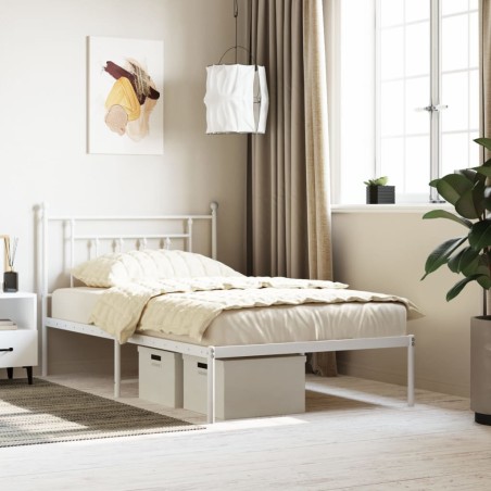 vidaXL Bettgestell mit Kopfteil Metall Weiß 107x203 cm