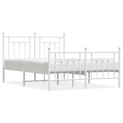 vidaXL Bettgestell mit Kopf- und Fußteil Metall Weiß 140x190 cm