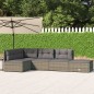 5-tlg. Garten-Lounge-Set mit Kissen Grau Poly Rattan 5-tlg. Garten-Lounge-Set mit Kissen Grau Poly Rattan