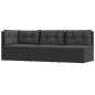 3-tlg. Garten-Lounge-Set mit Kissen Schwarz Poly Rattan 3-tlg. Garten-Lounge-Set mit Kissen Schwarz Poly Rattan