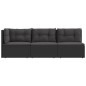3-tlg. Garten-Lounge-Set mit Kissen Schwarz Poly Rattan 3-tlg. Garten-Lounge-Set mit Kissen Schwarz Poly Rattan