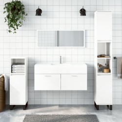 vidaXL Badschrank mit Spiegel Hochglanz-Weiß Holzwerkstoff