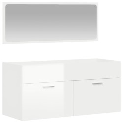 vidaXL Badschrank mit Spiegel Hochglanz-Weiß Holzwerkstoff