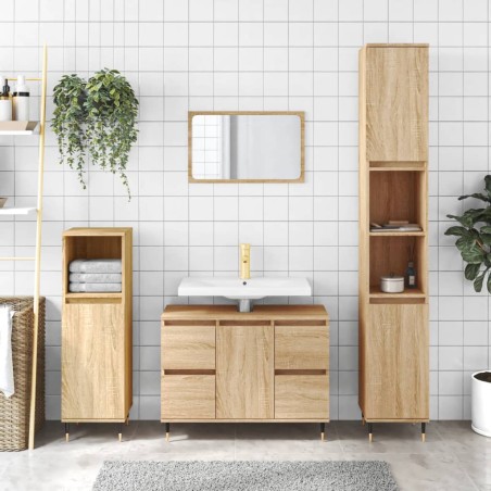 vidaXL Badschrank Sonoma-Eiche 80x33x60 cm Holzwerkstoff