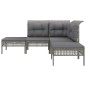 5-tlg. Garten-Lounge-Set mit Kissen Grau Poly Rattan 5-tlg. Garten-Lounge-Set mit Kissen Grau Poly Rattan
