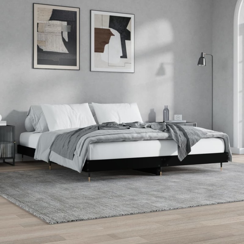 vidaXL Bettgestell Schwarz 140x200 cm Holzwerkstoff vidaXL Bettgestell Schwarz 140x200 cm Holzwerkstoff