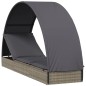 Sonnenliege mit Runddach Grau 211x57x140 cm Poly Rattan Sonnenliege mit Runddach Grau 211x57x140 cm Poly Rattan