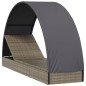 Sonnenliege mit Runddach Grau 211x57x140 cm Poly Rattan Sonnenliege mit Runddach Grau 211x57x140 cm Poly Rattan