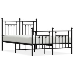 vidaXL Bettgestell mit Kopf- und Fußteil Metall Schwarz 120x190 cm