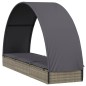 Sonnenliege mit Runddach Grau 211x57x140 cm Poly Rattan Sonnenliege mit Runddach Grau 211x57x140 cm Poly Rattan