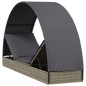 Sonnenliege mit Runddach Grau 211x57x140 cm Poly Rattan Sonnenliege mit Runddach Grau 211x57x140 cm Poly Rattan