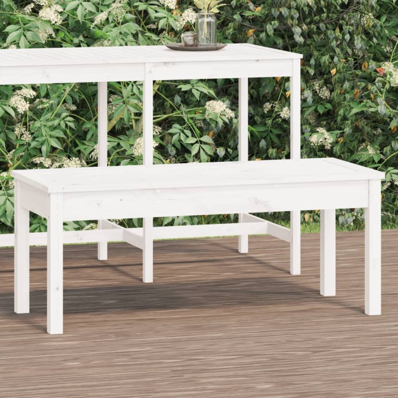 vidaXL Gartenbank Weiß 109x44x45 cm Massivholz Kiefer vidaXL Gartenbank Weiß 109x44x45 cm Massivholz Kiefer