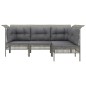 vidaXL 4-tlg. Garten-Lounge-Set mit Kissen Grau Poly Rattan vidaXL 4-tlg. Garten-Lounge-Set mit Kissen Grau Poly Rattan