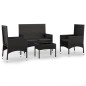 vidaXL 4-tlg. Garten-Lounge-Set mit Kissen Schwarz Poly Rattan vidaXL 4-tlg. Garten-Lounge-Set mit Kissen Schwarz Poly Rattan