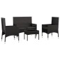 vidaXL 4-tlg. Garten-Lounge-Set mit Kissen Schwarz Poly Rattan vidaXL 4-tlg. Garten-Lounge-Set mit Kissen Schwarz Poly Rattan