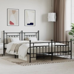vidaXL Bettgestell mit Kopf- und Fußteil Metall Schwarz 160x200 cm