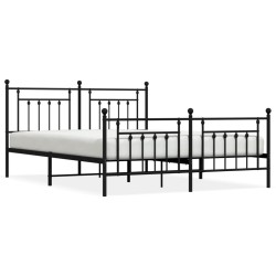 vidaXL Bettgestell mit Kopf- und Fußteil Metall Schwarz 160x200 cm