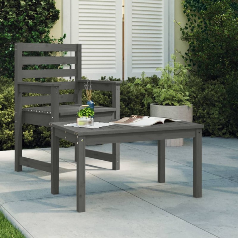 vidaXL Gartentisch Grau 82,5x50,5x45 cm Massivholz Kiefer vidaXL Gartentisch Grau 82,5x50,5x45 cm Massivholz Kiefer