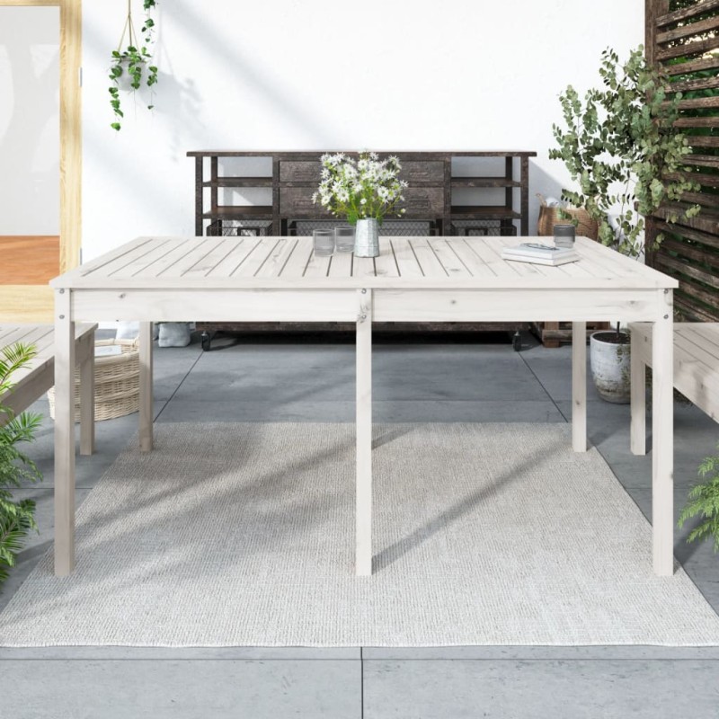 vidaXL Gartentisch Weiß 159,5x82,5x76 cm Massivholz Kiefer vidaXL Gartentisch Weiß 159,5x82,5x76 cm Massivholz Kiefer