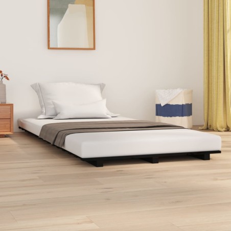 vidaXL Massivholzbett Schwarz 90x200 cm Kiefer
