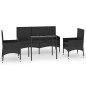 4-tlg. Garten-Lounge-Set mit Kissen Schwarz Poly Rattan 4-tlg. Garten-Lounge-Set mit Kissen Schwarz Poly Rattan