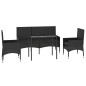 4-tlg. Garten-Lounge-Set mit Kissen Schwarz Poly Rattan 4-tlg. Garten-Lounge-Set mit Kissen Schwarz Poly Rattan