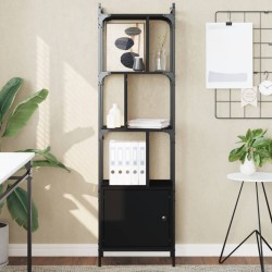vidaXL Bücherregal mit Tür Schwarz 44,5x30x154,5 cm Holzwerkstoff