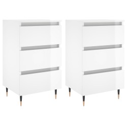 vidaXL Nachttische 2 Stk. Hochglanz-Weiß 40x35x69 cm Holzwerkstoff