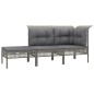 3-tlg. Garten-Lounge-Set mit Kissen Grau Poly Rattan 3-tlg. Garten-Lounge-Set mit Kissen Grau Poly Rattan