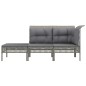3-tlg. Garten-Lounge-Set mit Kissen Grau Poly Rattan 3-tlg. Garten-Lounge-Set mit Kissen Grau Poly Rattan