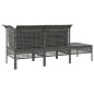 3-tlg. Garten-Lounge-Set mit Kissen Grau Poly Rattan 3-tlg. Garten-Lounge-Set mit Kissen Grau Poly Rattan