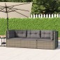 3-tlg. Garten-Lounge-Set mit Kissen Grau Poly Rattan 3-tlg. Garten-Lounge-Set mit Kissen Grau Poly Rattan