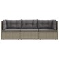 3-tlg. Garten-Lounge-Set mit Kissen Grau Poly Rattan 3-tlg. Garten-Lounge-Set mit Kissen Grau Poly Rattan