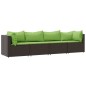 vidaXL 4-tlg. Garten-Lounge-Set mit Kissen Braun Poly Rattan vidaXL 4-tlg. Garten-Lounge-Set mit Kissen Braun Poly Rattan