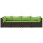 vidaXL 4-tlg. Garten-Lounge-Set mit Kissen Braun Poly Rattan vidaXL 4-tlg. Garten-Lounge-Set mit Kissen Braun Poly Rattan