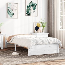 vidaXL Massivholzbett Weiß 100x200 cm