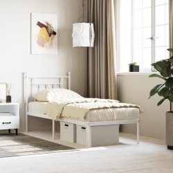 vidaXL Bettgestell mit Kopfteil Metall Weiß 75x190 cm