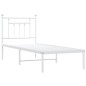 vidaXL Bettgestell mit Kopfteil Metall Weiß 75x190 cm vidaXL Bettgestell mit Kopfteil Metall Weiß 75x190 cm