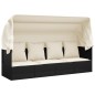Outdoor-Loungebett mit Dach und Kissen Schwarz Poly Rattan Outdoor-Loungebett mit Dach und Kissen Schwarz Poly Rattan