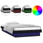 vidaXL Massivholzbett mit LEDs Schwarz 90x190 cm vidaXL Massivholzbett mit LEDs Schwarz 90x190 cm