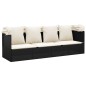 Outdoor-Loungebett mit Dach und Kissen Schwarz Poly Rattan Outdoor-Loungebett mit Dach und Kissen Schwarz Poly Rattan