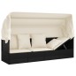 Outdoor-Loungebett mit Dach und Kissen Schwarz Poly Rattan Outdoor-Loungebett mit Dach und Kissen Schwarz Poly Rattan