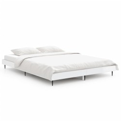 vidaXL Bettgestell Hochglanz-Weiß 135x190 cm Holzwerkstoff
